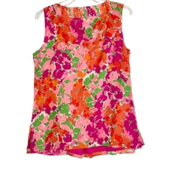 Talbots Floral Sleeveless Blouse Orange Pink - Picture 7 of 7